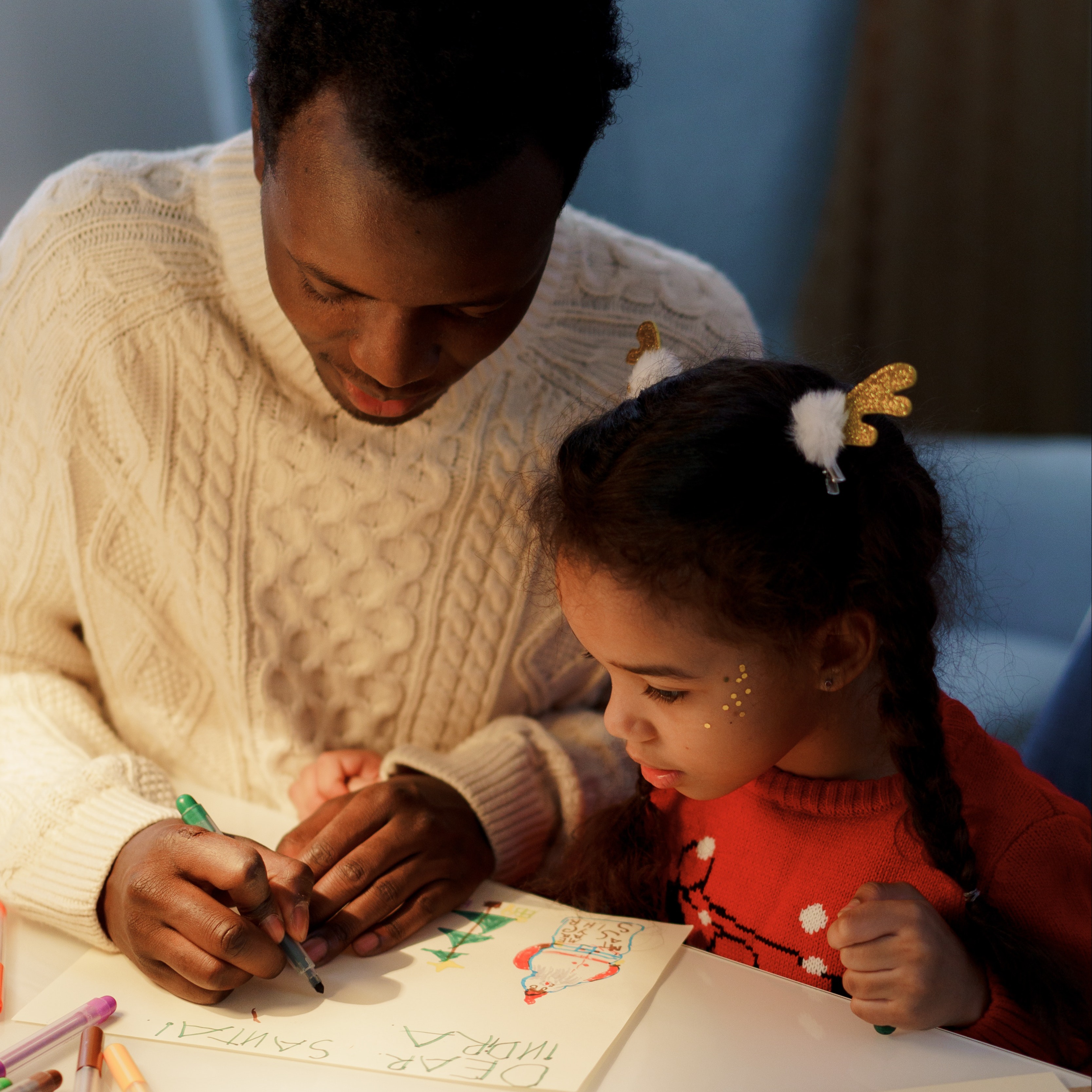 father and daughter drawing images